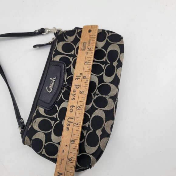 Coach Signature Black and Tan Wristlet Bag - Picture 4 of 4